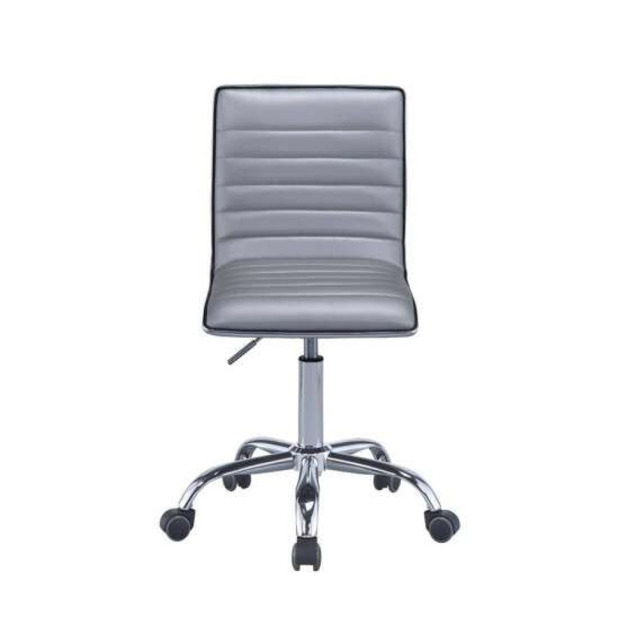 Furniture * | Buy Simple Relax Upholstered Office Chair In Silver Pu And Chrome Finish