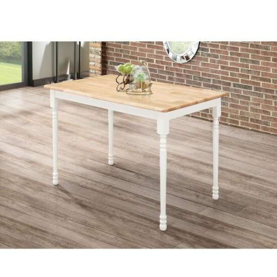 Furniture * | Coupon Simple Relax Rectangle Dining Table In Natural Brown And White