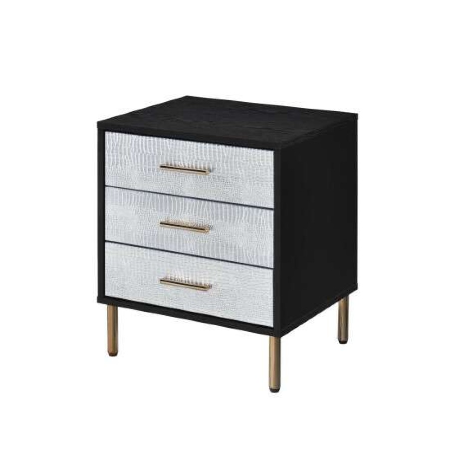 Furniture * | Brand New Simple Relax 3 Drawers Nightstand With Metal Legs