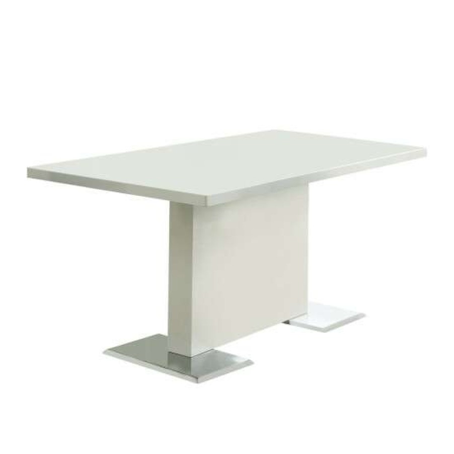 Furniture * | Cheap Simple Relax Wood Dining Table With Metal Base In White