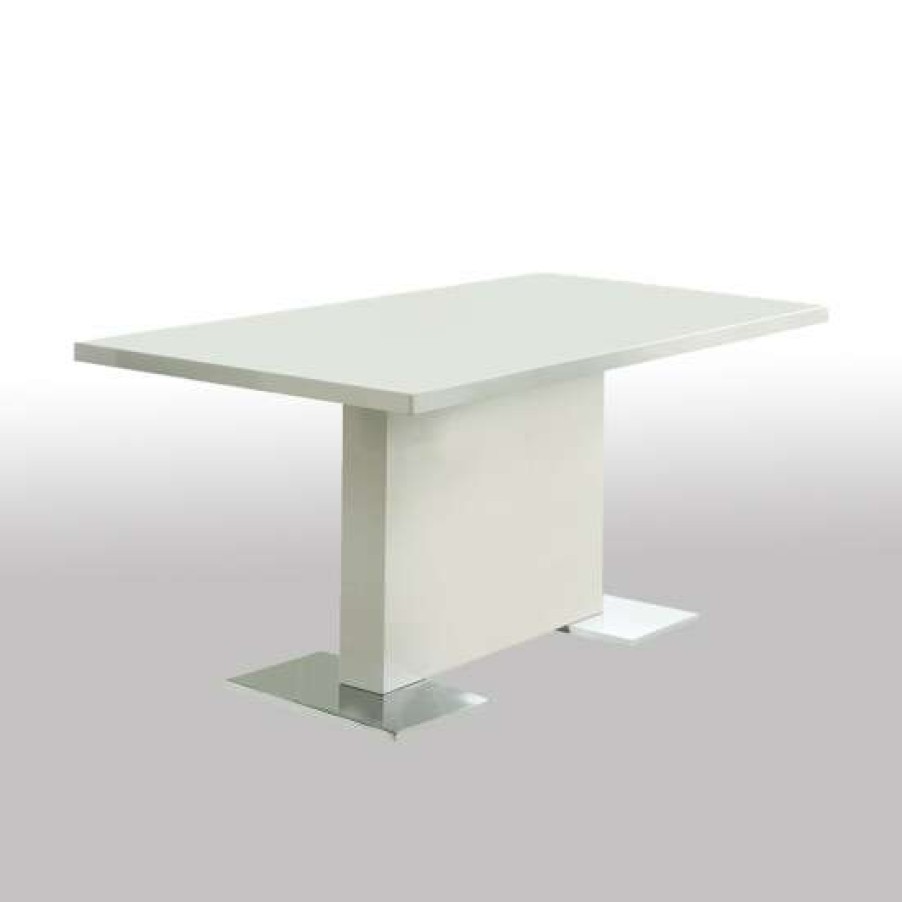 Furniture * | Cheap Simple Relax Wood Dining Table With Metal Base In White