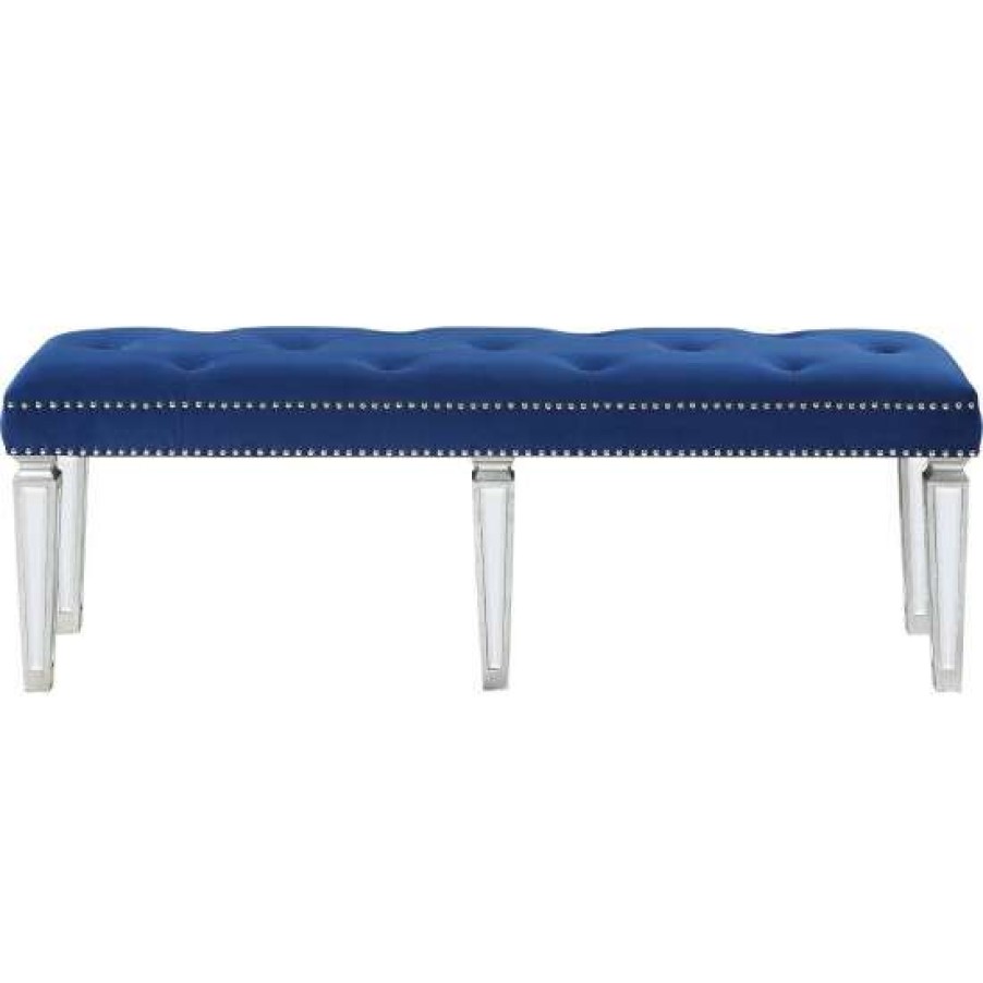 Furniture * | Brand New Simple Relax Velvet Upholstered Bench With Button Tufted In Finish