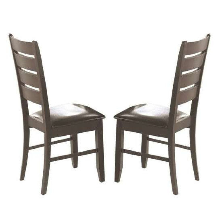 Furniture * | Deals Simple Relax Set Of 2 Slat Back Side Chairs In Cappuccino And Black