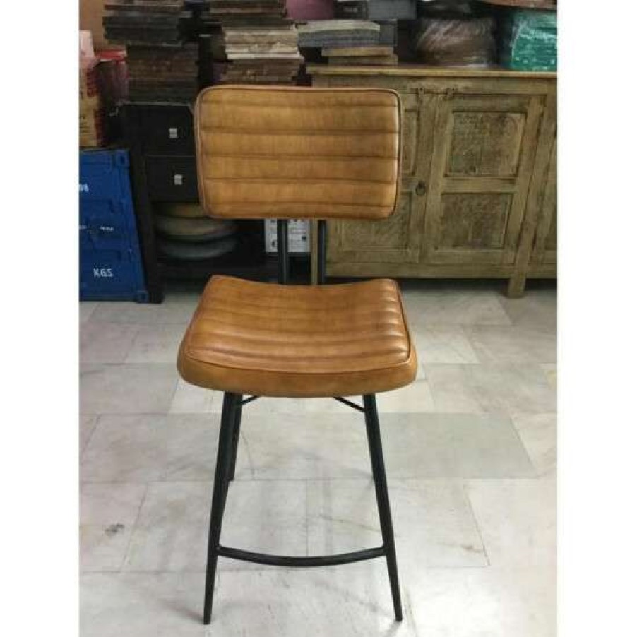 Furniture * | Promo Simple Relax Set Of 2 Pu Counter Height Stool With Metal Legs