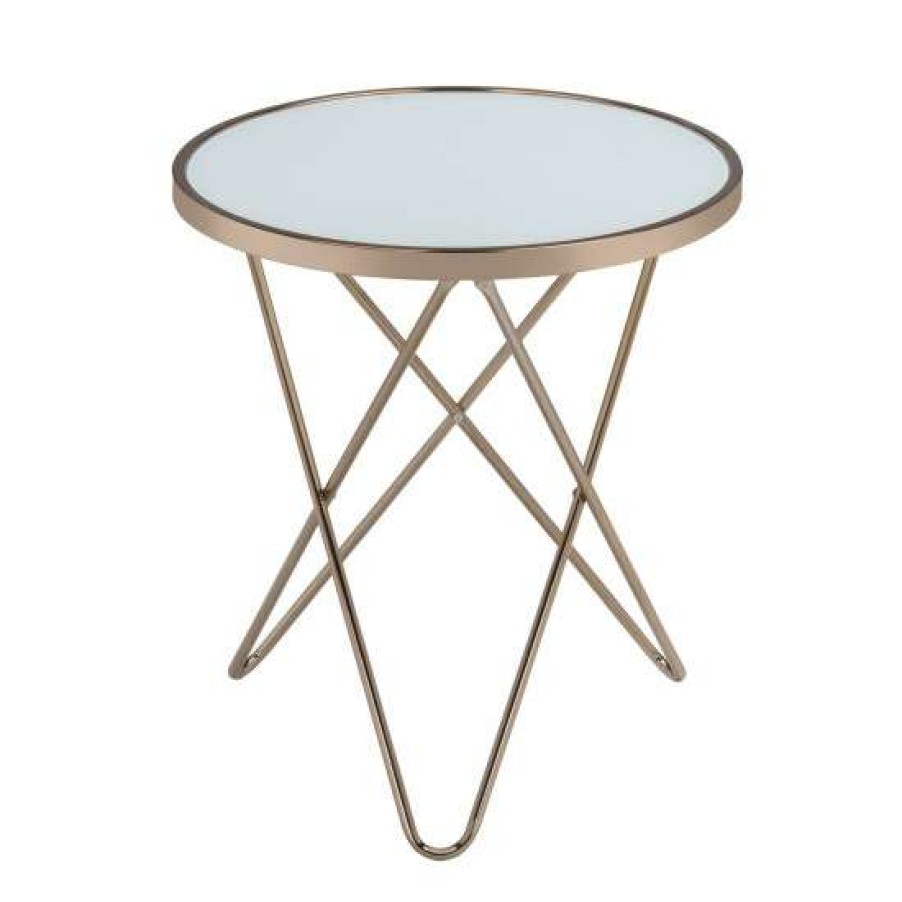 Furniture * | Coupon Simple Relax Round Glass Top End Table