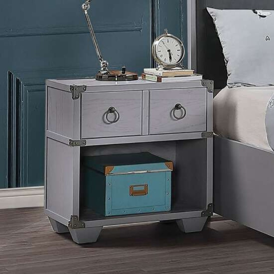 Furniture * | Brand New Simple Relax 1 Drawer Nightstand With One Open Compartment In Gray Finish