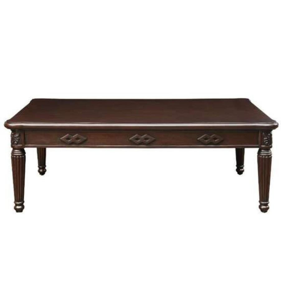 Furniture * | Flash Sale Simple Relax Rectangular Wood Coffee Table In Espresso Finish