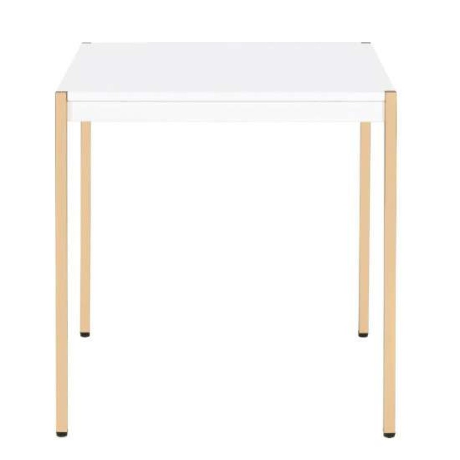 Furniture * | Outlet Simple Relax End Table In White And Gold Metal