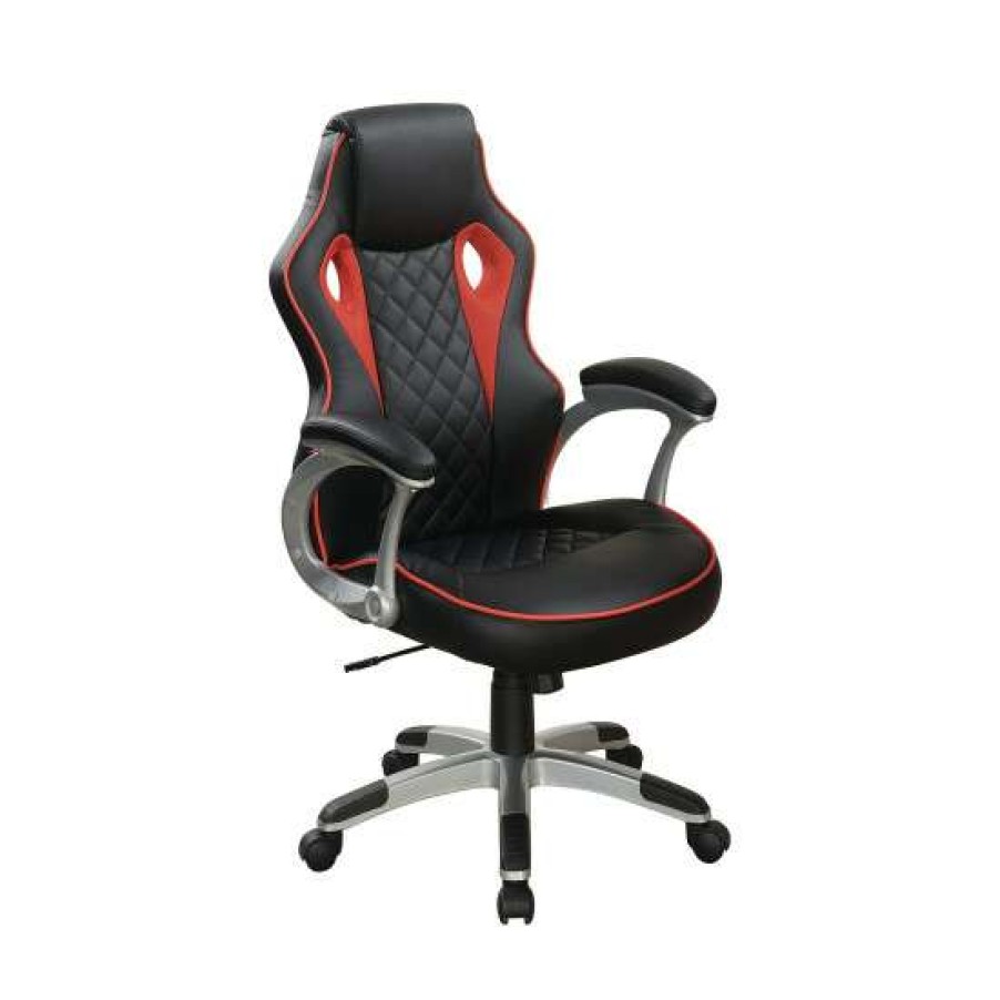 Furniture * | Outlet Simple Relax Upholstered High Back Office Chair, Black And Red