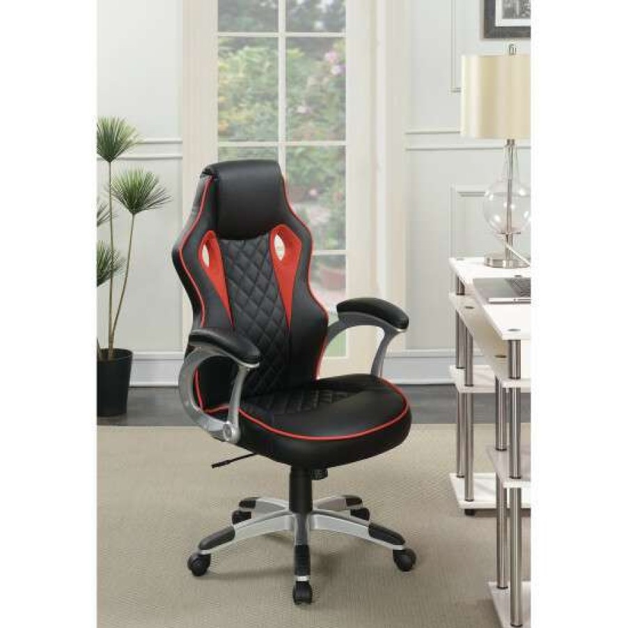 Furniture * | Outlet Simple Relax Upholstered High Back Office Chair, Black And Red