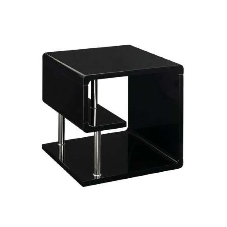 Furniture * | Budget Simple Relax Lacquer And Metal End Table In Chrome Finish