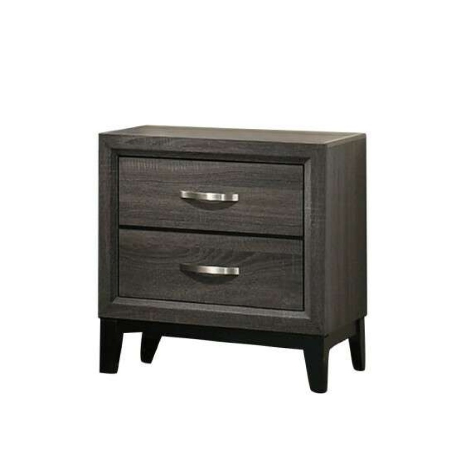 Furniture * | Promo Simple Relax Wood Nightstand Of 2 Drawers In Grey