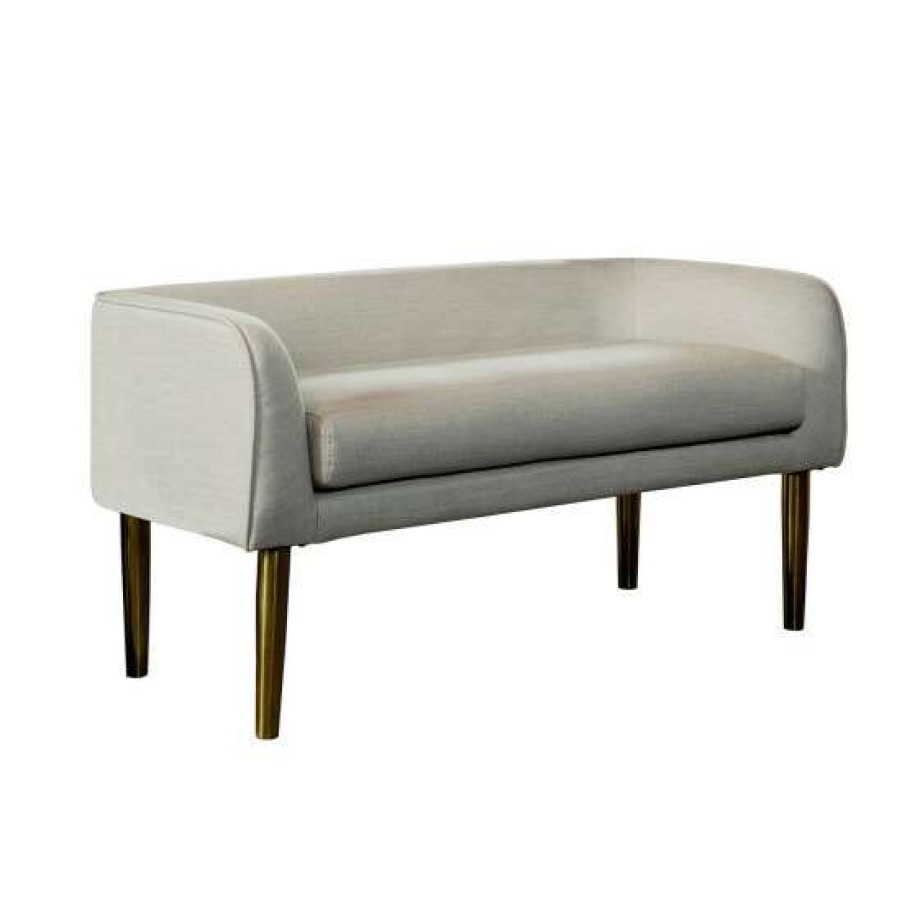 Furniture * | Best Pirce Simple Relax Low Back Fabric Upholstered Bench