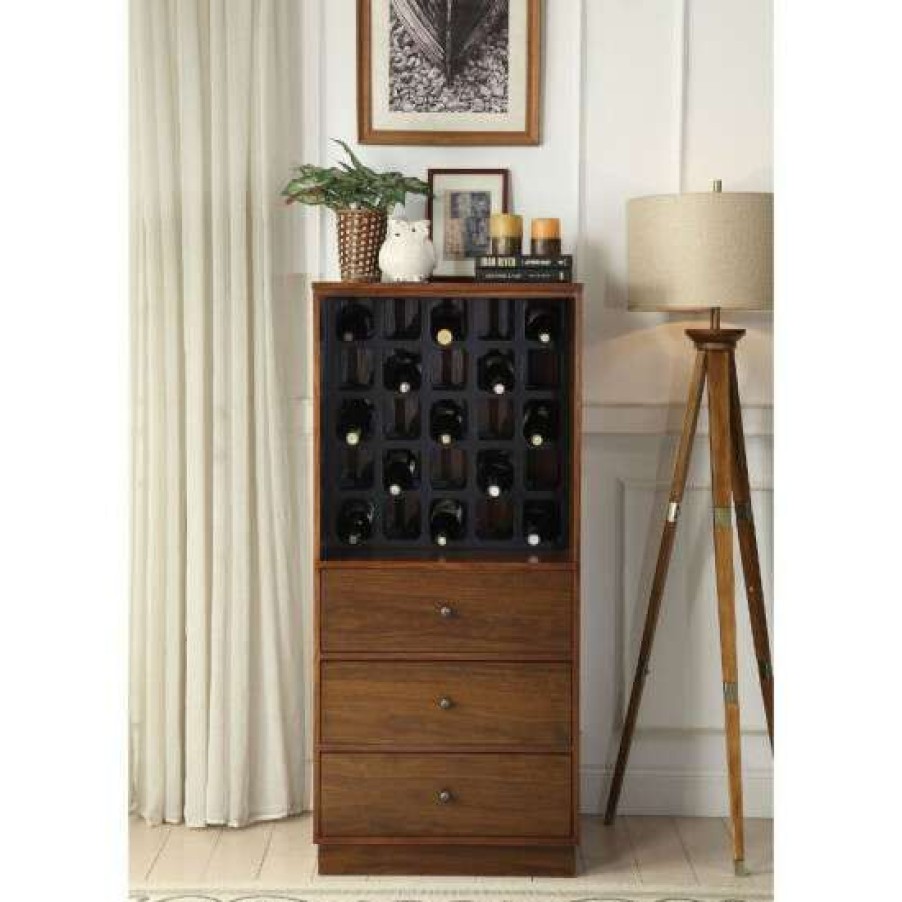 Kitchen & Dining * | Brand New Simple Relax Wooden Wine Cabinet With 3 Drawers