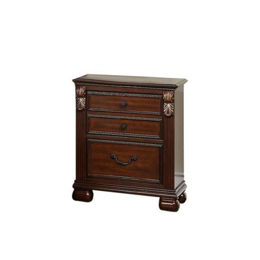 Furniture * | Best Pirce Simple Relax 2-Drawer Wood Nightstand In Cherry Finish