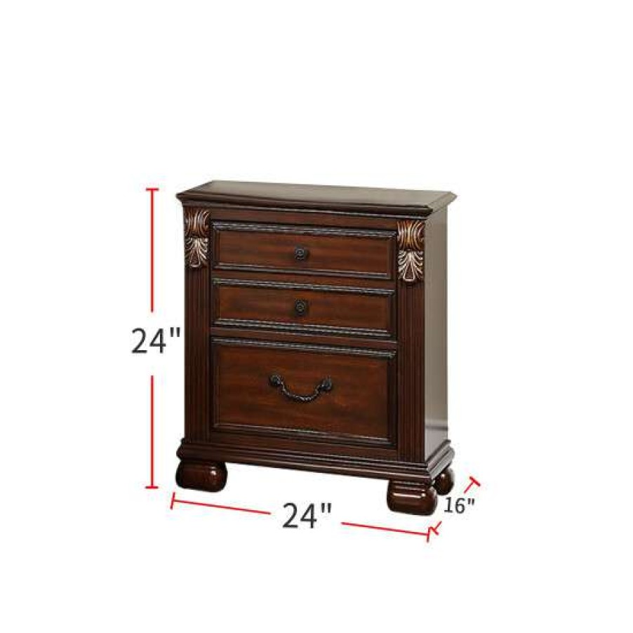 Furniture * | Best Pirce Simple Relax 2-Drawer Wood Nightstand In Cherry Finish