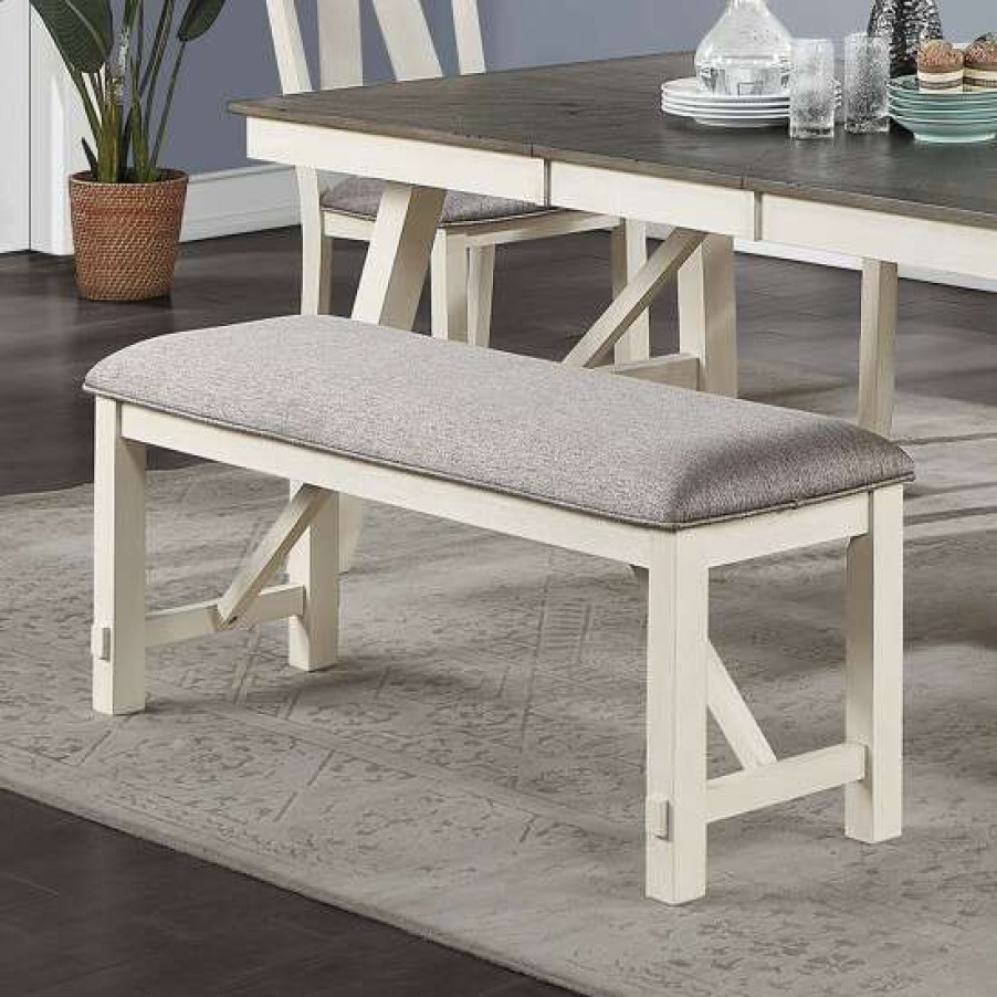 Furniture * | Hot Sale Simple Relax Upholstered Cushion Dining Bench