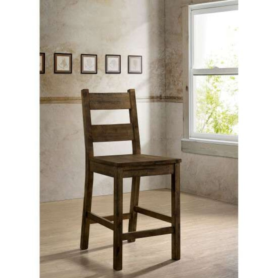 Furniture * | Wholesale Simple Relax Set Of 2 Solid Wood Counter Height Side Chair