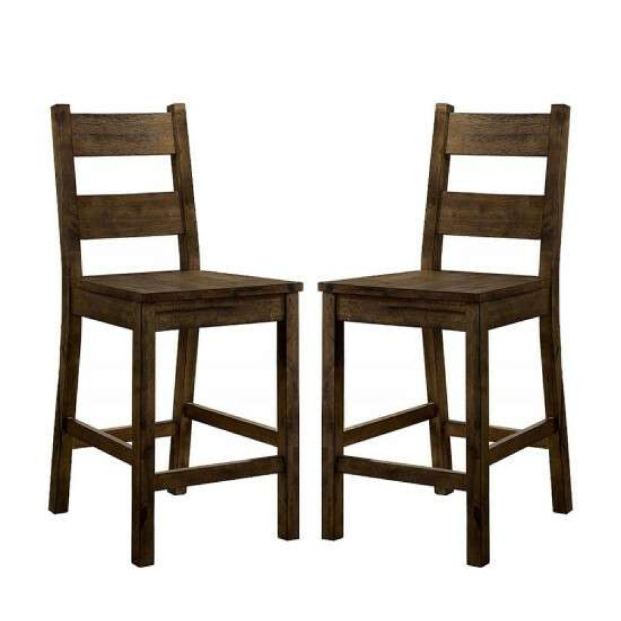 Furniture * | Wholesale Simple Relax Set Of 2 Solid Wood Counter Height Side Chair