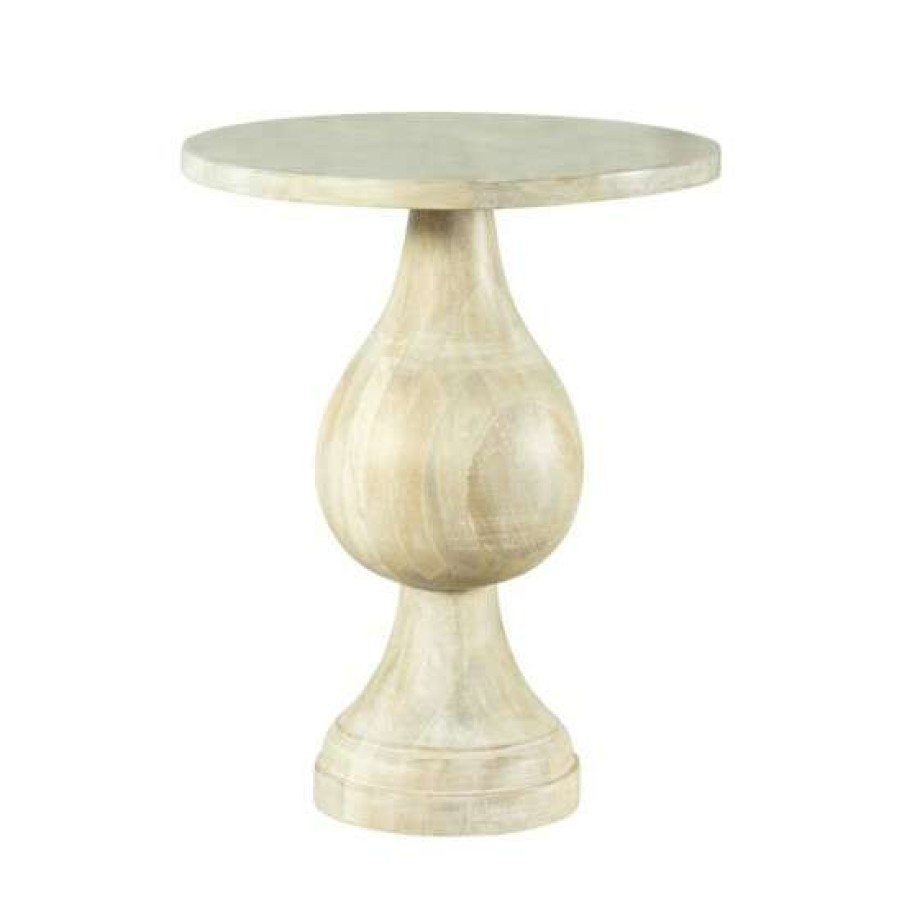 Furniture * | Cheap Simple Relax Round Top Wood Accent Table With Turned Pedestal Base In