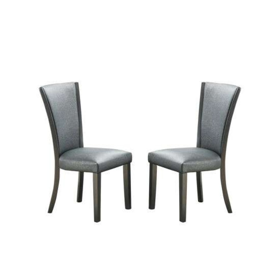 Furniture * | Cheap Simple Relax Grey Fabric And Wood Side Chairs, Set Of 2