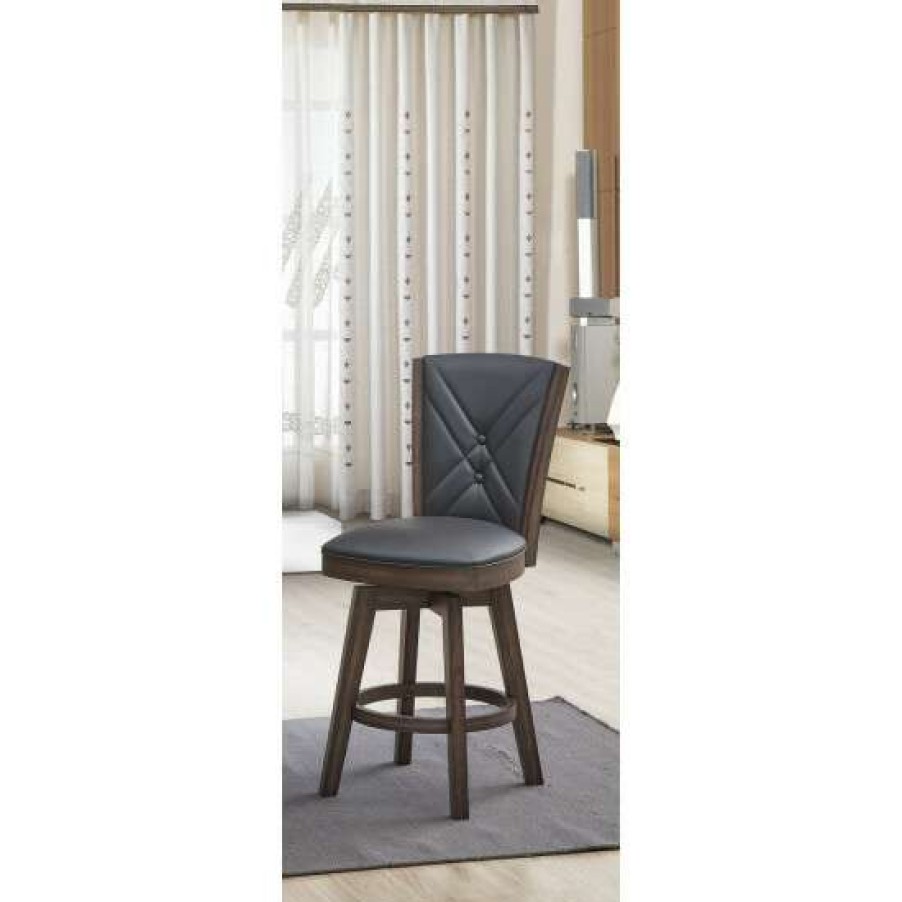 Furniture * | Discount Simple Relax Black Faux Leather Counter Stool, Set Of 2