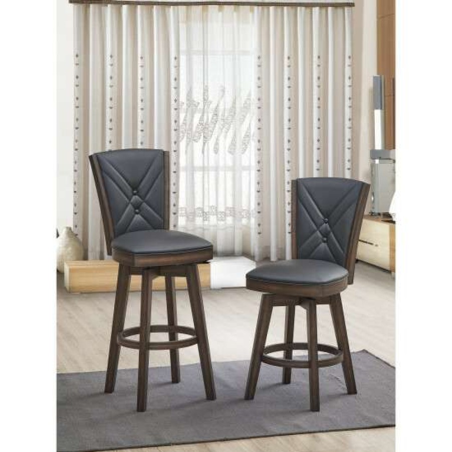 Furniture * | Discount Simple Relax Black Faux Leather Counter Stool, Set Of 2