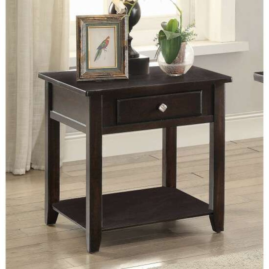 Furniture * | Outlet Simple Relax 1 Drawer End Table In Walnut