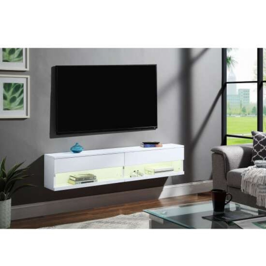 Furniture * | Budget Simple Relax 2 Open Compartments Floating Tv Stand In Finish