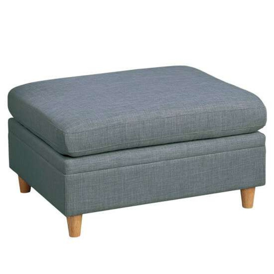 Furniture * | Discount Simple Relax Dorris Fabric Upholstered Modular Ottoman With Wooden Tapered Legs