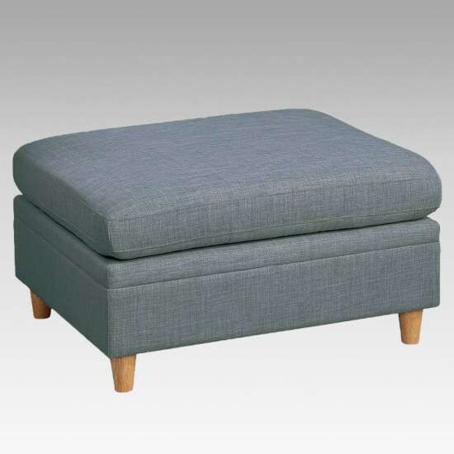 Furniture * | Discount Simple Relax Dorris Fabric Upholstered Modular Ottoman With Wooden Tapered Legs