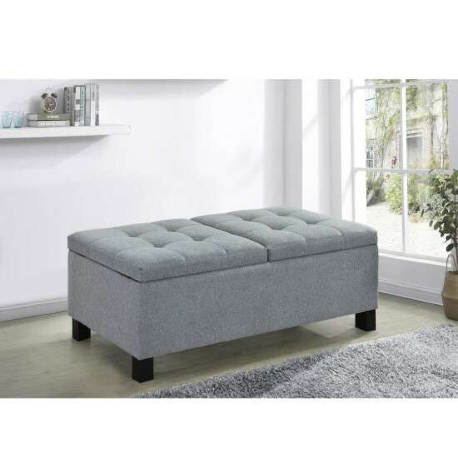 Furniture * | New Simple Relax Corner Split Storage Bench In Grey