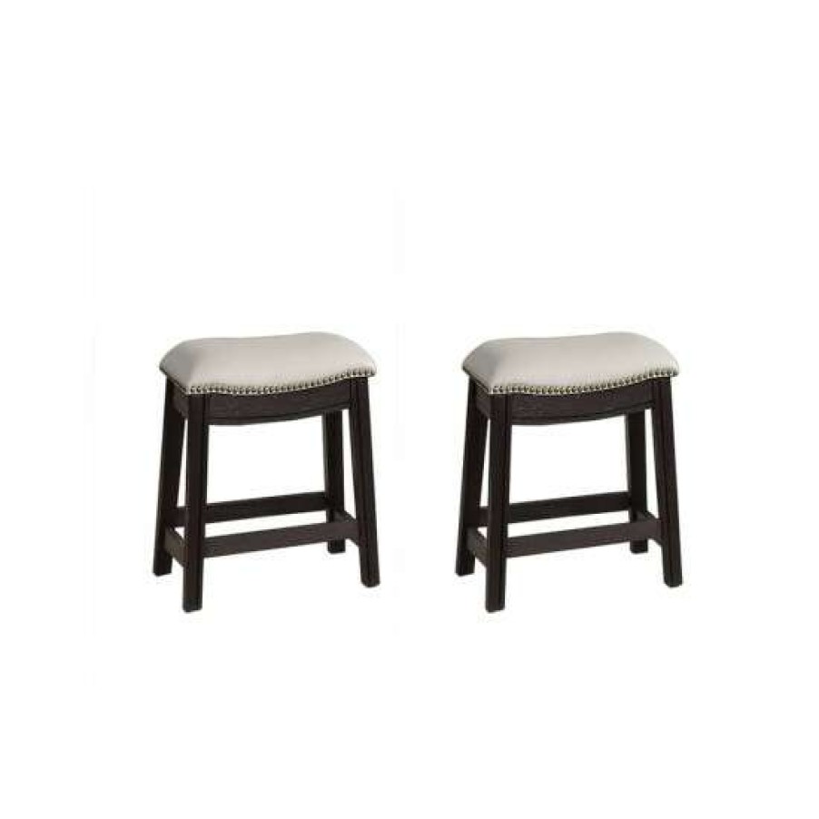 Furniture * | New Simple Relax Grey Pu Upholstery Bar Stool, Set Of 2