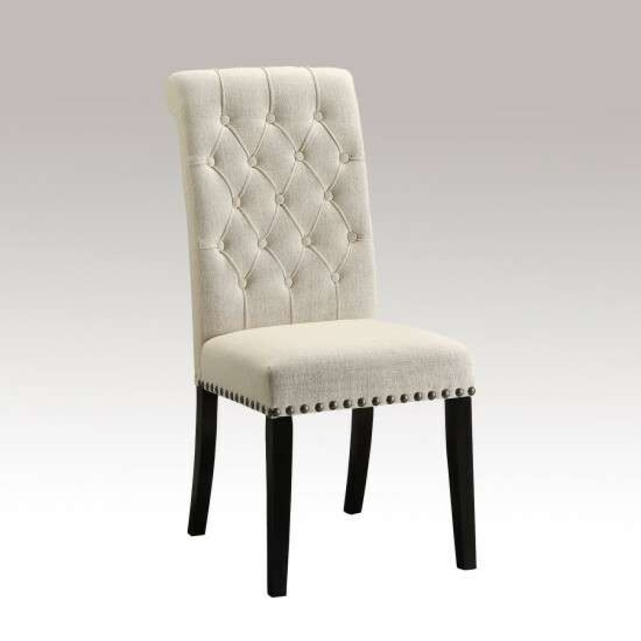 Furniture * | Top 10 Simple Relax Set Of 2 Dining Chairs With Nailhead Trim In Beige