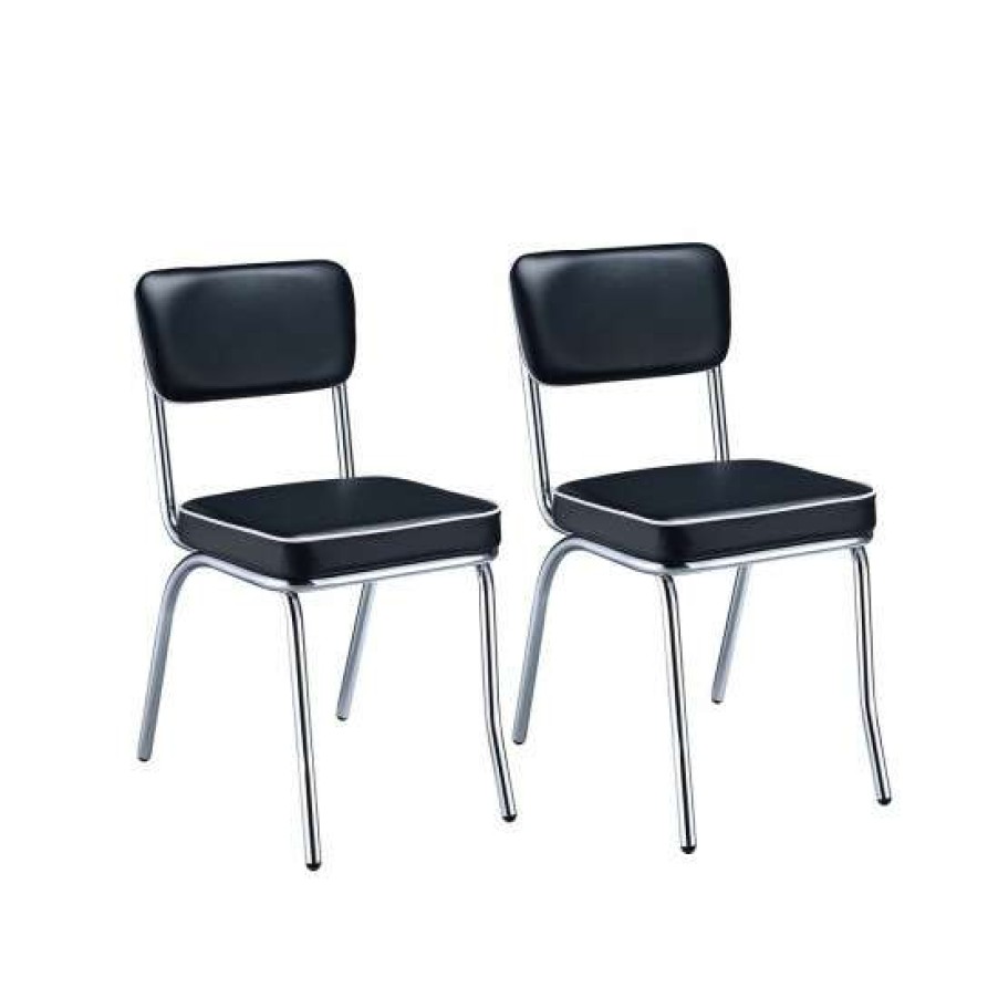 Furniture * | Cheapest Simple Relax Set Of 2 Side Chairs In Black And Chrome