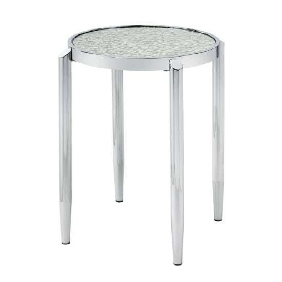 Furniture * | Budget Simple Relax Glass Top End Table In Chrome Finish