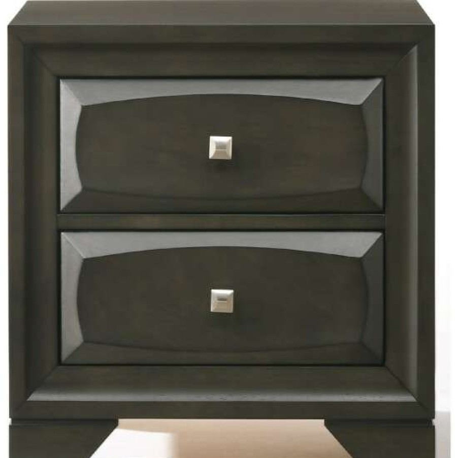 Furniture * | Top 10 Simple Relax 2 Drawers Wood Nightstand In Antique Gray Finish