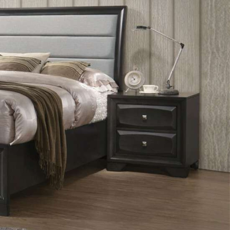 Furniture * | Top 10 Simple Relax 2 Drawers Wood Nightstand In Antique Gray Finish