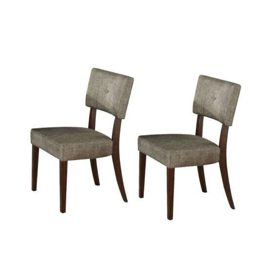 Furniture * | Best Pirce Simple Relax Set Of 2 Side Chairs In Gray Fabric And Espresso