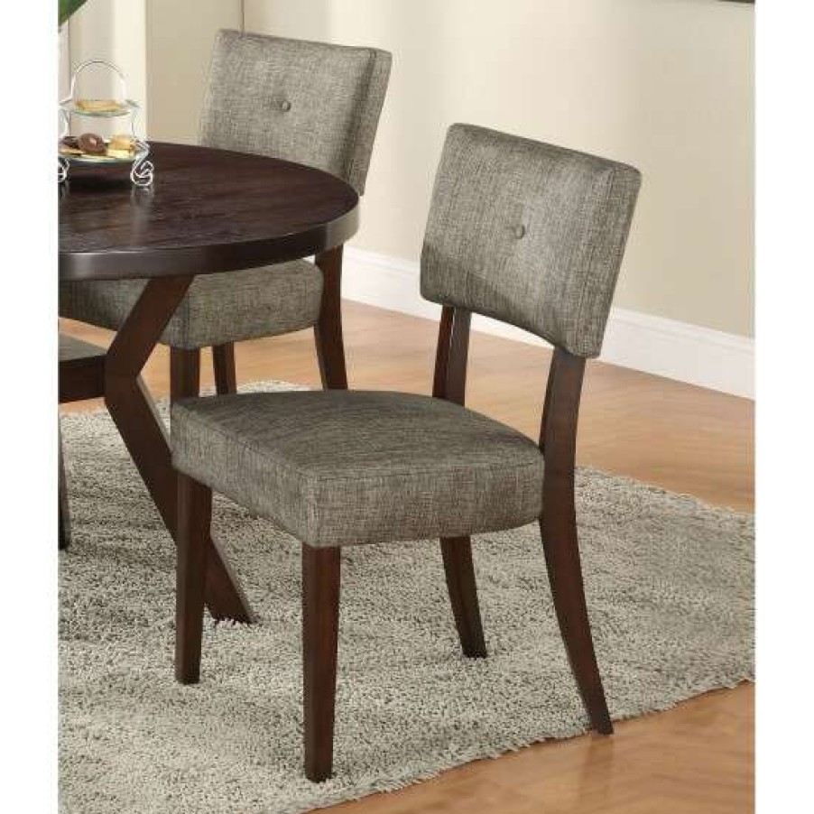 Furniture * | Best Pirce Simple Relax Set Of 2 Side Chairs In Gray Fabric And Espresso