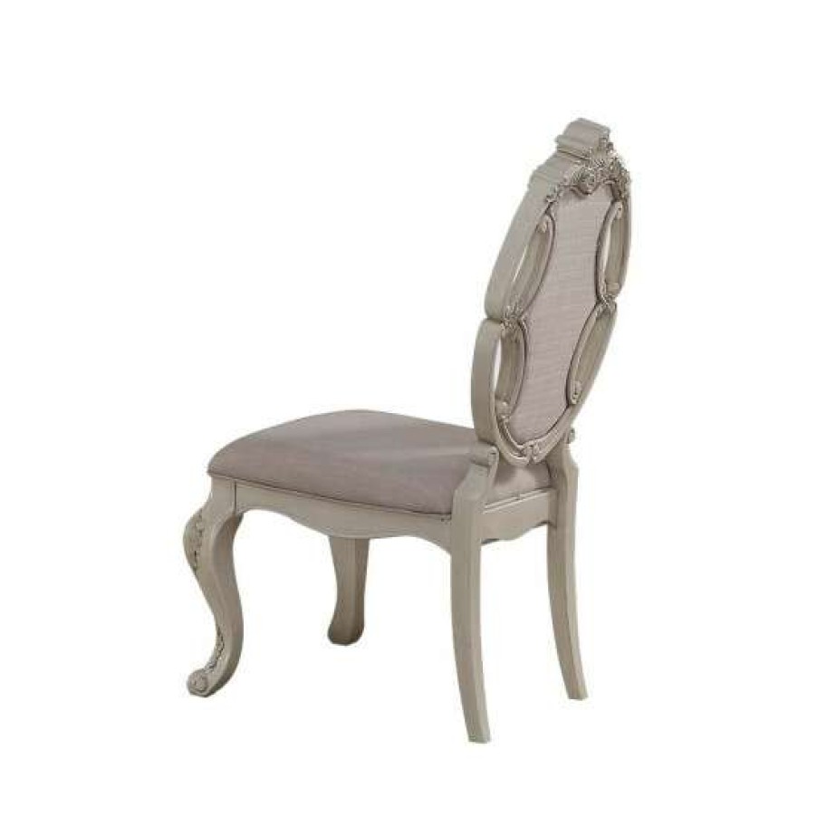 Furniture * | Brand New Simple Relax Set Of 2 Fabric Dining Chairs In Antique White