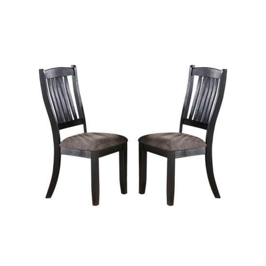 Furniture * | Buy Simple Relax Dark Coffee Fabric Upholstered Side Chairs, Black(Set Of 2)