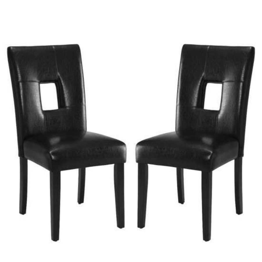 Furniture * | Discount Simple Relax Set Of 2 Faux Leather Dining Chairs In