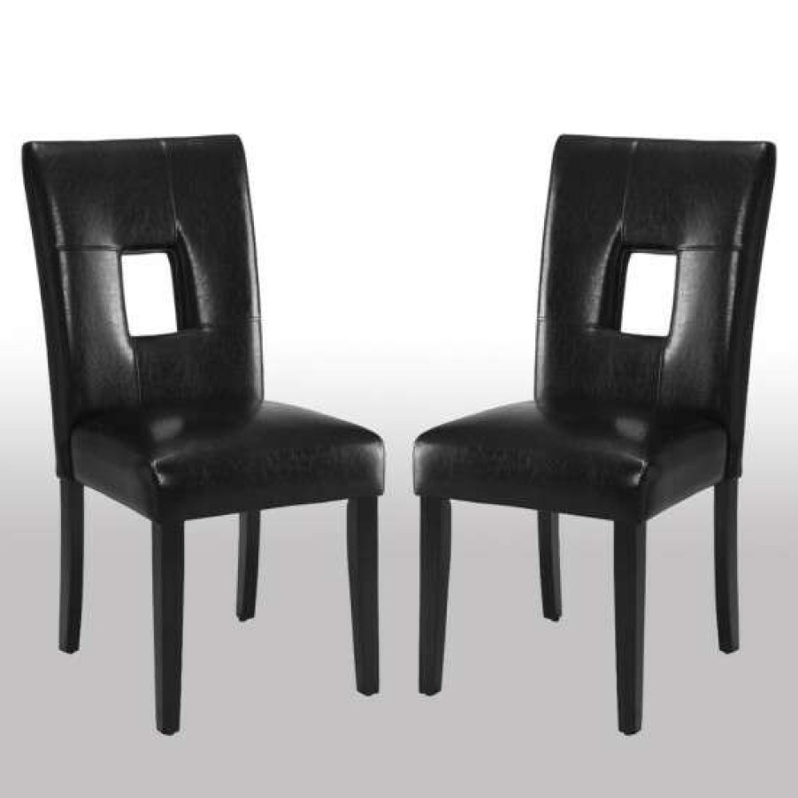 Furniture * | Discount Simple Relax Set Of 2 Faux Leather Dining Chairs In