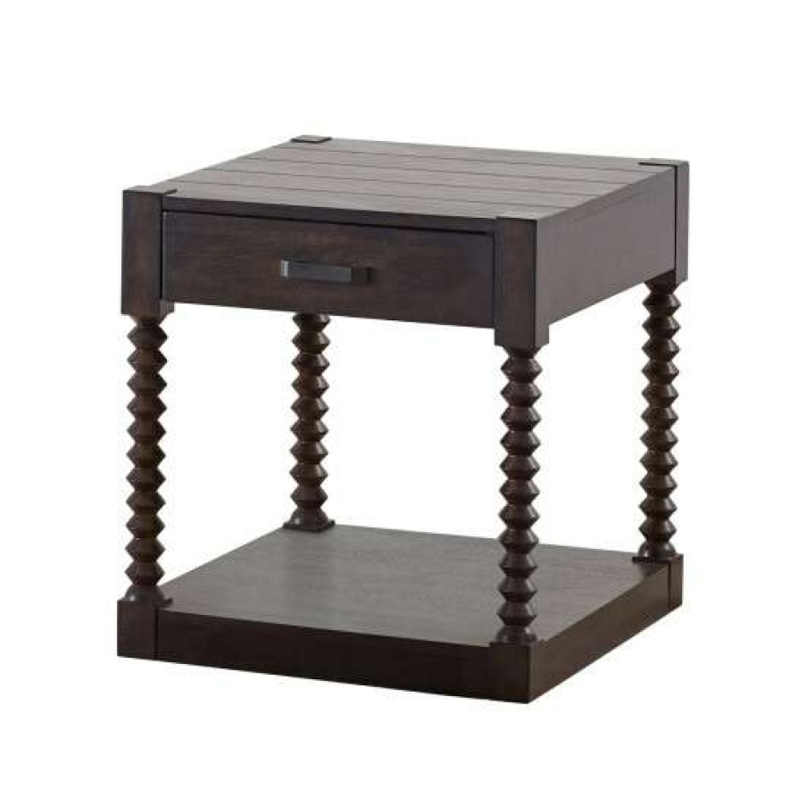 Furniture * | Best Reviews Of Simple Relax 1 Drawer And 1 Shelf End Table In Coffee Bean And Gunmetal