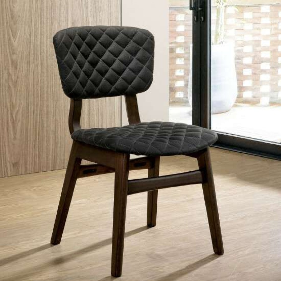 Furniture * | Wholesale Simple Relax Set Of 2 Fabric Upholstered Side Chair In Gray Walnut And Espresso