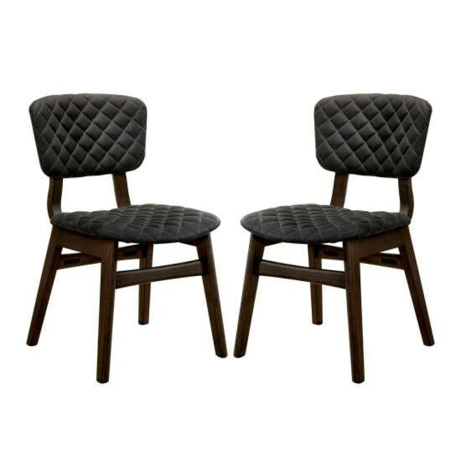 Furniture * | Wholesale Simple Relax Set Of 2 Fabric Upholstered Side Chair In Gray Walnut And Espresso