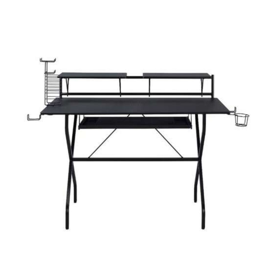 Furniture * | Brand New Simple Relax Metal Computer Desk With 2 Monitors In Black