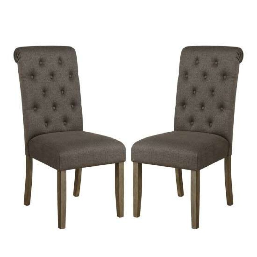 Furniture * | Coupon Simple Relax Set Of 2 Dining Chair In Grey And Rustic Brown