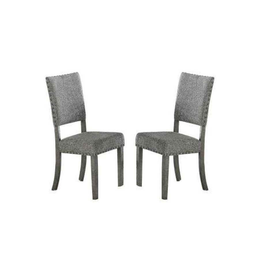 Furniture * | Discount Simple Relax Set Of 2 Upholstered Fabric Dining Chairs